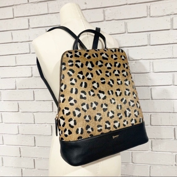Paul Costelloe Animal Print Leather Backpack - Picture 1 of 3